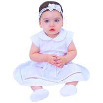 Vestido de bebê com tiara 100% algodão mundo nina