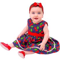 Vestido de bebê com tiara 100% algodão mundo nina