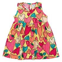 Vestido de Bebê Corações Amarelo