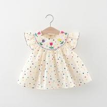 Vestido de Bebê em Algodão Bordado - Confortável e Colorido com Estampa de Bolinhas