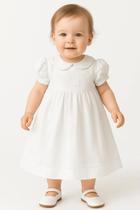 Vestido de Bebê Luxo Batizado Festa Algodão Bordado Papilloo