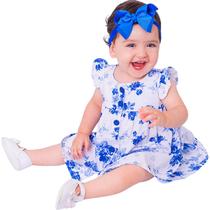Vestido de Bebê Menina Florido com Tiara 100% Algodão Iris