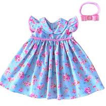 Vestido de Bebê Menina Florido com Tiara 100% Algodão Iris