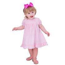 Vestido de Bebê Menina Infantil com Tiara 100% Algodão Vestido de Bebê Menina Infantil com Tiara 100% Algodão