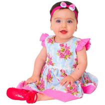 Vestido de Bebê Menina Infantil com Tiara 100% Algodão - Mundo Nina Kids