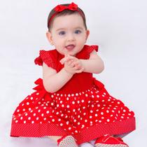 Vestido de Bebê Menina Infantil com Tiara 100% Algodão - Mundo Nina Kids