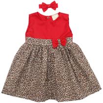 Vestido de Bebê Oncinha Vermelho 2 Peças