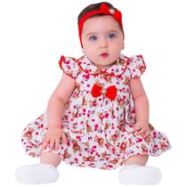 Vestido de Bebê Roupa Menina Infantil Com Tiara 100% Algodão - Laura SB