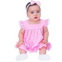 Vestido de Bebê Roupa Menina Infantil Com Tiara 100% Algodão Maria Vestido de Bebê Roupa Menina Infantil Com Tiara 100% Algodão Maria