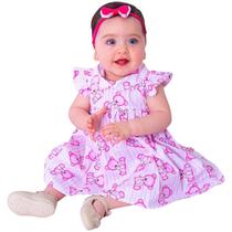 Vestido de Bebê Roupa Menina Infantil Com Tiara 100% Algodão - Mundo Nina - Luana SB
