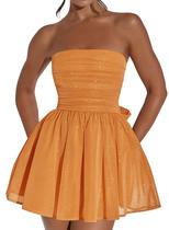 Vestido de boas-vindas Blawhee Glitter Tule laranja sem alças Vestido de boas-vindas Blawhee Glitter Tule laranja sem alças