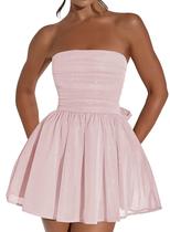 Vestido de boas-vindas Blawhee Glitter Tule rosa sem alças Mini Vestido de boas-vindas Blawhee Glitter Tule rosa sem alças Mini