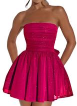 Vestido de boas-vindas Blawhee Glitter Tule sem alças fúcsia Vestido de boas-vindas Blawhee Glitter Tule sem alças fúcsia