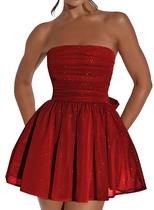 Vestido de boas-vindas Blawhee Glitter Tule sem alças, vinho tinto Vestido de boas-vindas Blawhee Glitter Tule sem alças, vinho tinto