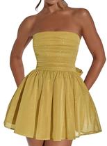 Vestido de boas-vindas Blawhee Glitter Tulle Gold Strapless Mini Vestido de boas-vindas Blawhee Glitter Tulle Gold Strapless Mini