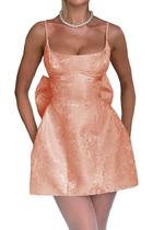 Vestido de boas-vindas Cudiew Satin Jacquard A-Line Rose Gold Teens