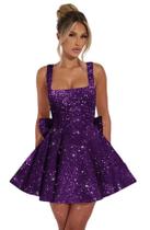 Vestido de boas-vindas Dessiny Sparkly Grape Sequin Aline US24W