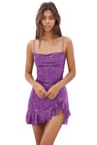 Vestido de boas-vindas EEMEII, lantejoulas, sereia, babados, roxo, tamanho 10