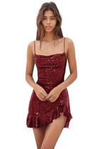 Vestido de boas-vindas EEMEII Sequin Mermaid Wine Red Tamanho 16