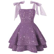 Vestido de boas-vindas FUMY Sparkly Sparkly Sequin A-Line Light Purple