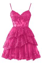 Vestido de boas-vindas Hanshi E-commerce Sparkly Tulle 2024 Fuchsia Vestido de boas-vindas Hanshi E-commerce Sparkly Tulle 2024 Fuchsia