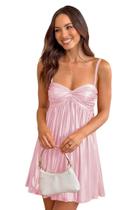 Vestido de boas-vindas YMSHA Plus Size Satin Sweetheart Short Rosa