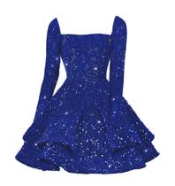 Vestido de boas-vindas YOFF azul royal evasê de mangas compridas para adolescentes Vestido de boas-vindas YOFF azul royal evasê de mangas compridas para adolescentes