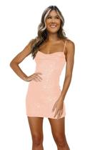 Vestido de boas-vindas YOFF Spaghetti Straps, lantejoulas, sem encosto, rosa 10 Vestido de boas-vindas YOFF Spaghetti Straps, lantejoulas, sem encosto, rosa 10