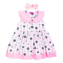 Vestido de Bolinha Com Laço Bebê, Criança Menina do P ao 4