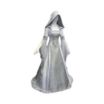 Vestido De Bruxa Deluxe Com Capuz Para Mulheres, Fantasia Medieval Renascentista Com Cauda Maxi Para