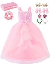 Vestido de bruxa rosa Causpreiau com acessórios para meninas Vestido de bruxa rosa Causpreiau com acessórios para meninas