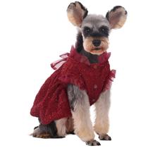 Vestido de cachorro Kuoser fofo para cães médios e meninas, veludo vermelho