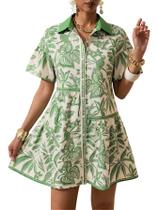 Vestido de camisa SOLY HUX com estampa floral de manga curta para mulheres