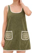 Vestido de camurça VAOYIU para mulheres com bolsos bordados, verde exército