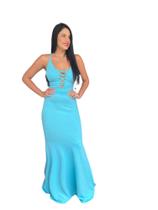 Vestido de casamento, tecido: malha crepe. Cor: azul claro Vestido de casamento, tecido: malha crepe. Cor: azul claro