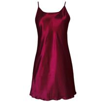 Vestido de cetim feminino casual sling vestido chemise adultos mãe namorada - vinho tinto - 2XL