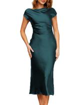 Vestido de cetim Gmeitoey, manga curta, capuz, costas, verão, para mulheres Vestido de cetim Gmeitoey, manga curta, capuz, costas, verão, para mulheres