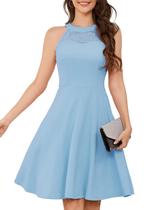 Vestido de cocktail Bbonlinedress Blue Lace Summer para mulheres