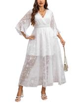 Vestido de cocktail EYWOL Plus Size Summer para mulheres branco