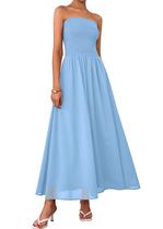 Vestido de convidado de casamento PRETTYGARDEN Tube Top Maxi Light Blue