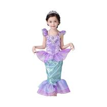 Vestido De Cosplay Da Princesa Ariel Para Meninas, Vestido Casual De Verão Para Festa De Halloween E