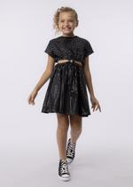 Vestido de Cotton com Estampa de Estrelas Metalizadas