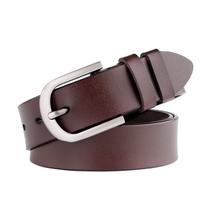 Vestido de couro genuíno Belt WHIPPY Coffee para mulheres, tamanho 28-34