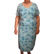 Vestido de Crepe Azul com Recorte Princesa Tamanho 46 Plus Size Rethi