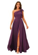 Vestido de dama de honra BITALY One Shoulder Satin Plum A Line 24W