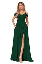 Vestido de dama de honra BOLENSYE verde esmeralda em chiffon sem ombro Vestido de dama de honra BOLENSYE verde esmeralda em chiffon sem ombro
