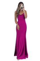 Vestido de dama de honra CAZSXIS Fushia Satin com fenda tamanho 10 mulheres