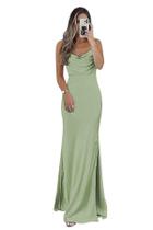 Vestido de dama de honra CAZSXIS Satin Sage Green Open Back Tamanho 10
