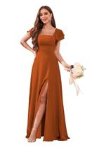 Vestido de dama de honra CDSSL Burnt Orange Chiffon A Line Plus Size Vestido de dama de honra CDSSL Burnt Orange Chiffon A Line Plus Size