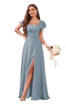 Vestido de dama de honra CDSSL Dusty Blue Chiffon Plus Size 22W Vestido de dama de honra CDSSL Dusty Blue Chiffon Plus Size 22W